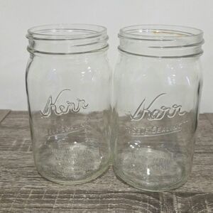 Lot of 2 Wide Mouth Kerr Self Sealing Quart Jars Clear Mason Ball Canning 32oz S